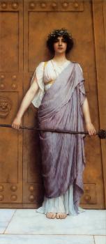John William Godward : At the Gate of the Temple, The Priestess of Bacchus